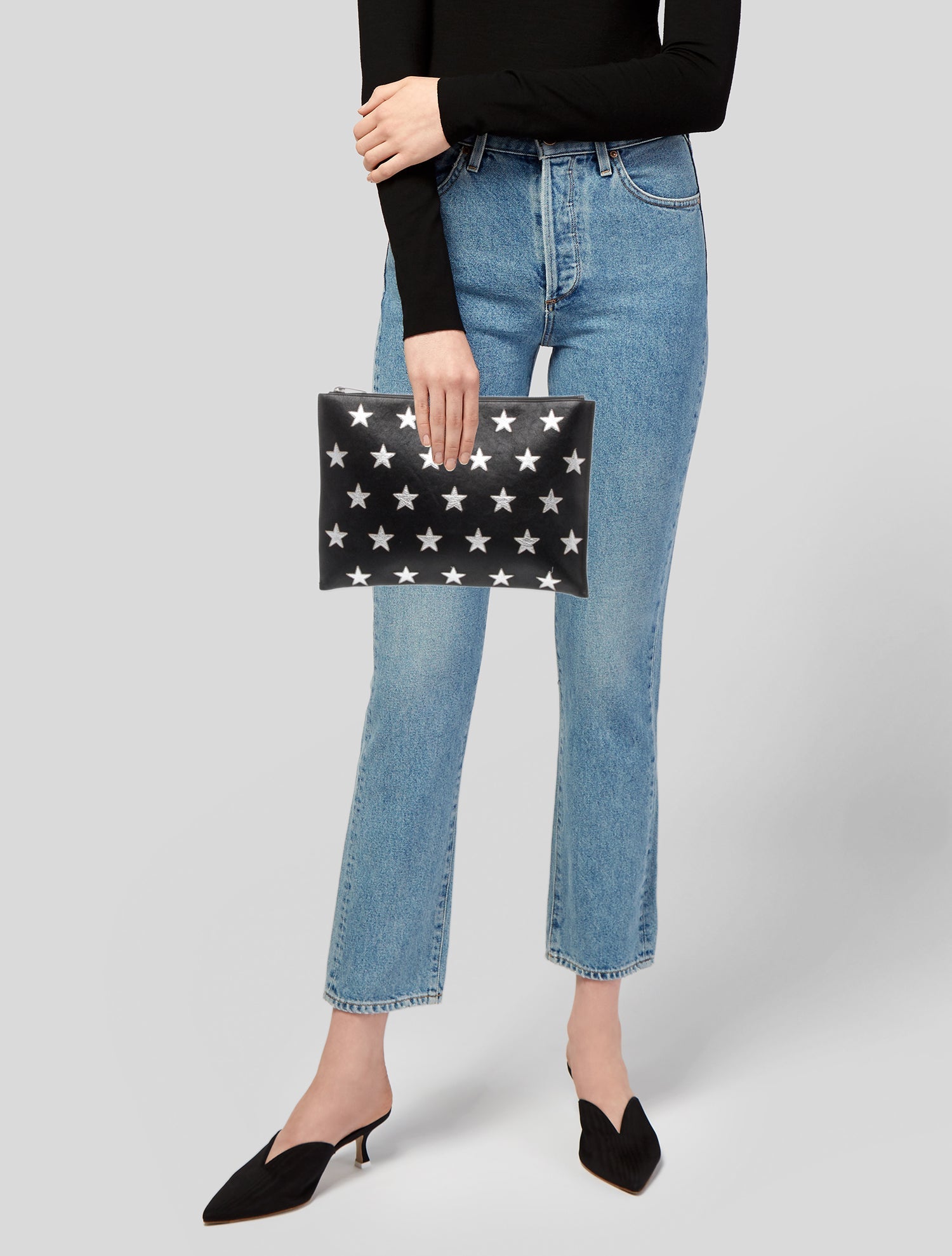 Saint Laurent Leather Star Clutch